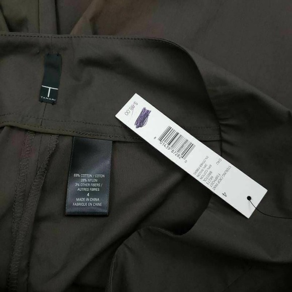 NWT T Tahari Cropped Pants Brown stretch capri 4 - Picture 4 of 7